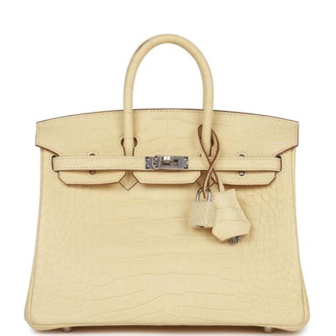 HERMES Matte Alligator Birkin 25 Vanille.